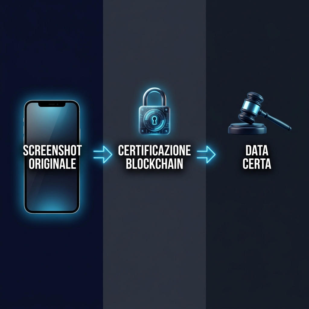 Schema validità legale screenshot whatsapp in tribunale